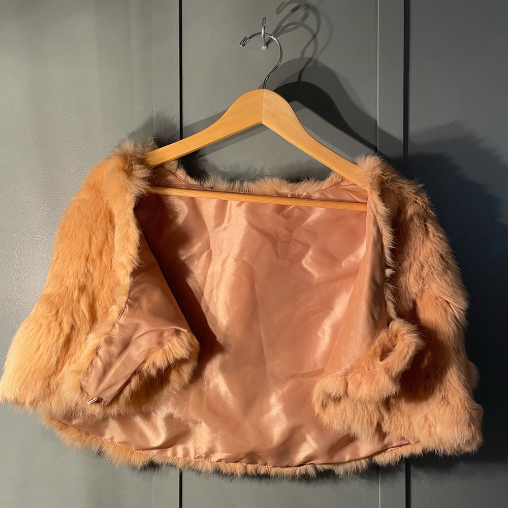 Beige Rabbit Fur Shrug - Picture 2 of 3